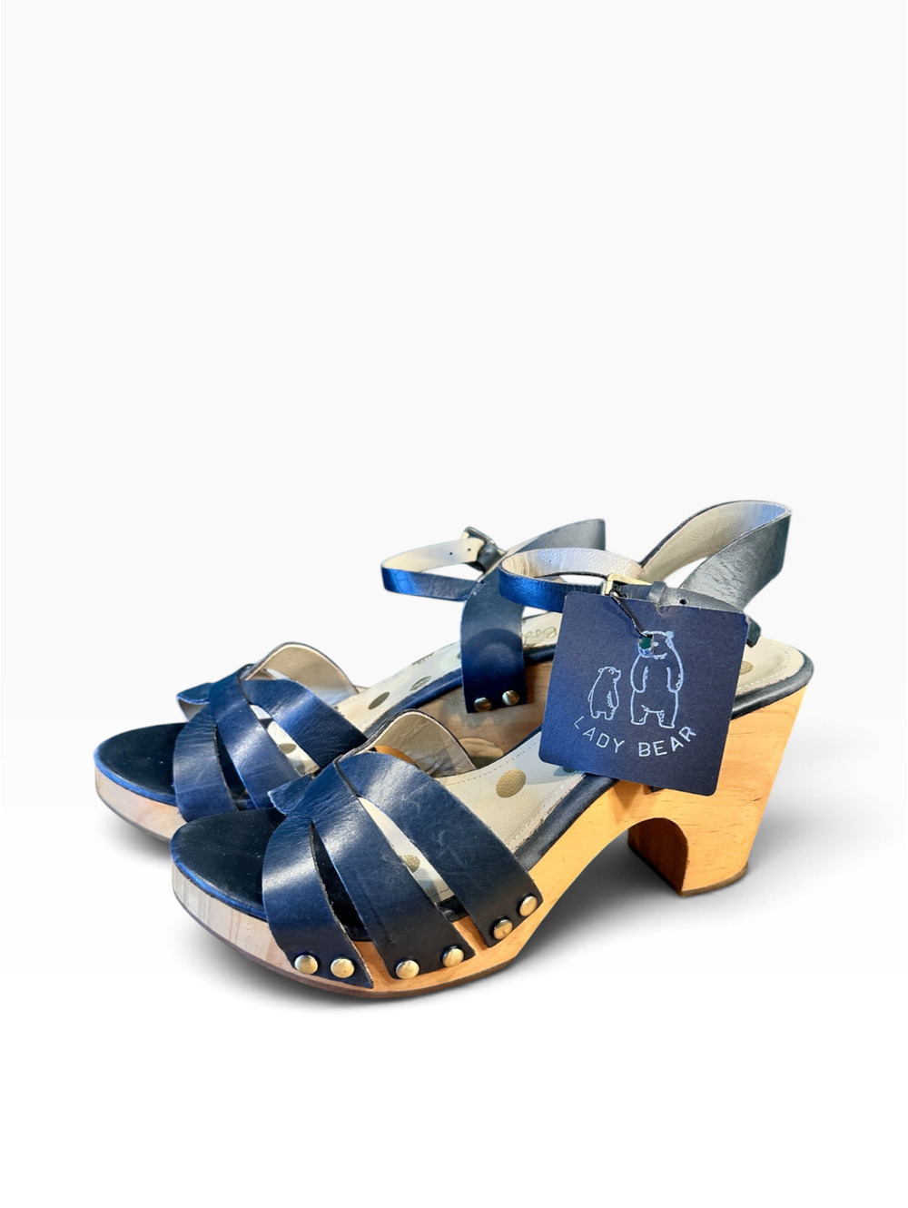 Boden Wood and Leather Sandal Heels - Size 37